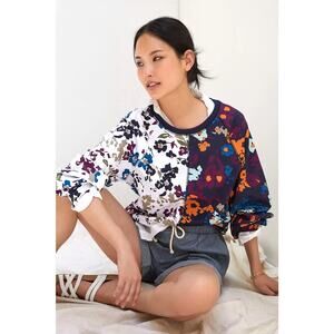 Anthropologie Maeve Puff-Sleeved Sweatshirt Women's Sweater Top XS XSmall Floral